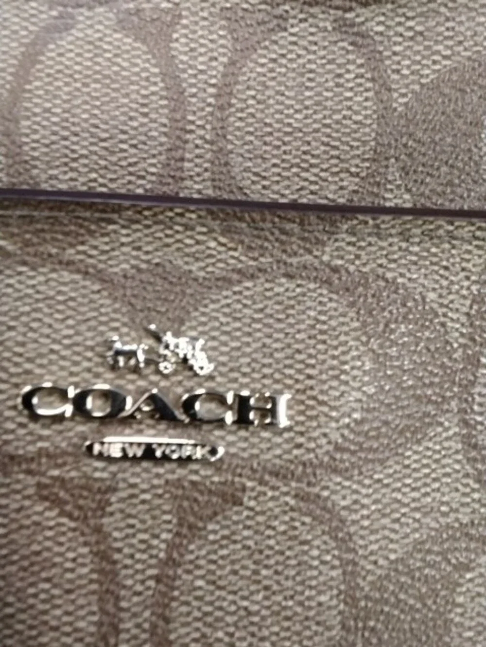 Source Unknown Tan Logo-Print Crossbody with Leather Trim